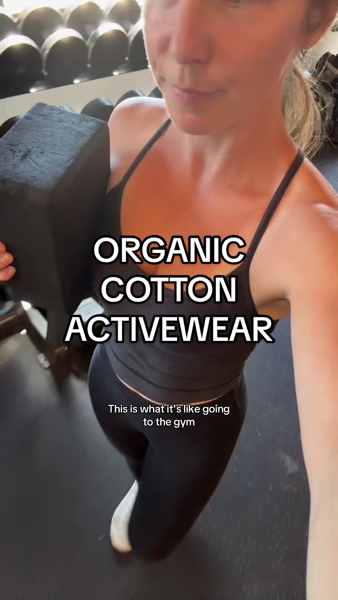 TikTok post by @nourishedwithbecca for Pact. Caption reads: [...] #naturalfibers #organiccotton #leggings....