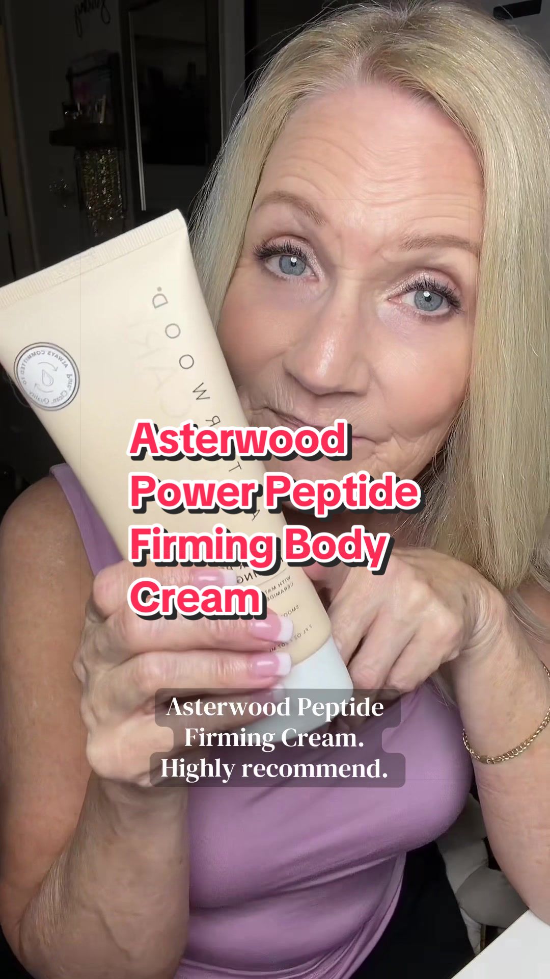 TikTok post by @kelliecreates for Asterwood Beauty. Caption reads: Most body creams just moisturize. This one goes a....