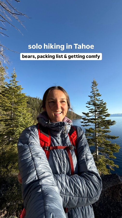 Instagram post by an influencer for Gregory Mountain Products. Caption reads: bc it’s better to go alone than not at all!! 👇🏼....