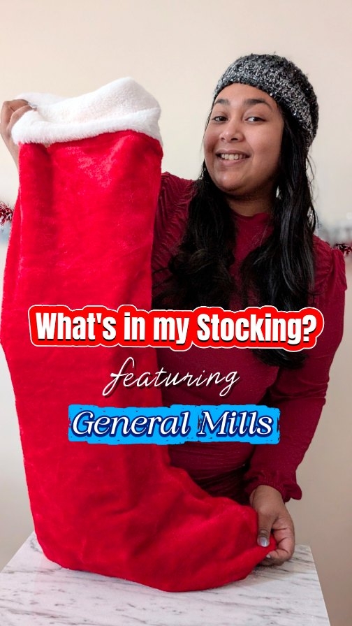 Instagram post by @novelleandmommy for General Mills. Caption reads: What's in my Stocking featuring @generalmills....