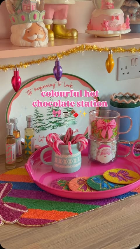 Instagram post by @thedreamydormer for Dunelm. Caption reads: ad Every year I make a hot chocolate station &....