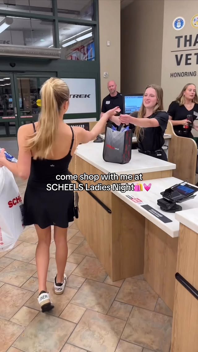 Instagram post by @kendall.casey for SCHEELS. Caption reads: SCHEELS ladies night was my DREAM NIGHT thank u....