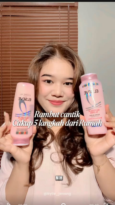 Instagram post by @kylie_jenang for L'Oréal Indonesia. Caption reads: Dapetin glossy hair effortless banget , cuma 5....