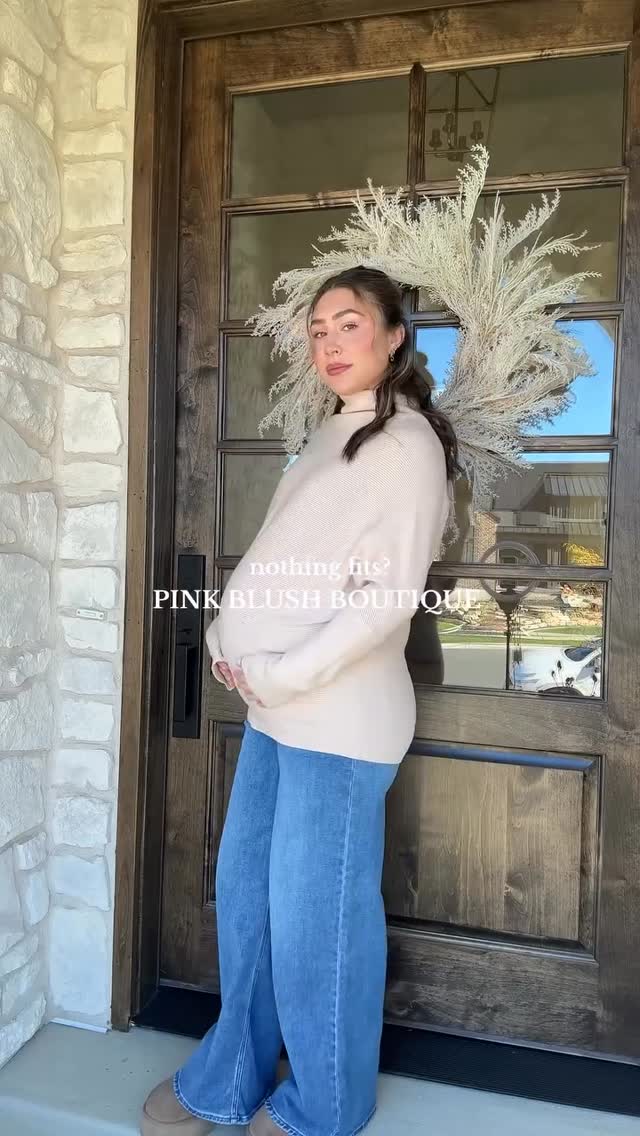 Instagram post by @_oliviarand for PinkBlush Maternity. Caption reads: Looking for cute, trendy, and bump-friendly....