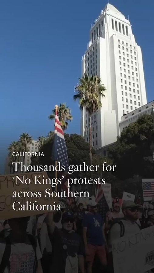 Instagram post by @carlinstiehl for Los Angeles Times. Caption reads: Tens of thousands gathered Saturday across....