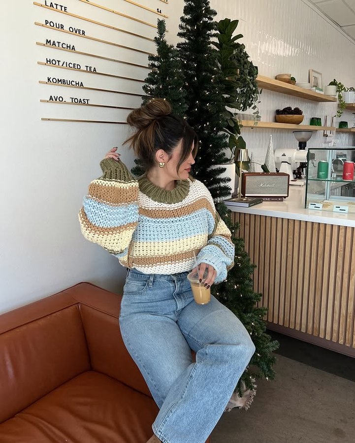 Instagram post by @lusimadelinn for Miss Lola. Caption reads: Coffee shop hangs ☕️🤎🌲✨ @misslolaofficial....