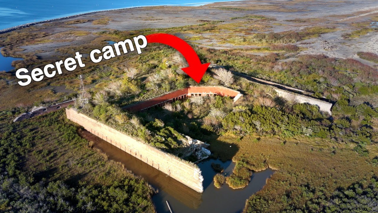 YouTube post by @WesWherever for Patagonia. Caption reads: Overnight In Abandoned Island Fort.