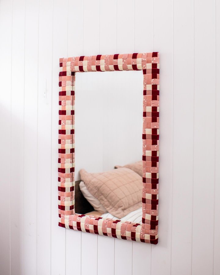 Instagram post by @genevavanderzeil for Fiskars. Caption reads: Before & After: the Woven Velvet Mirror! I still....