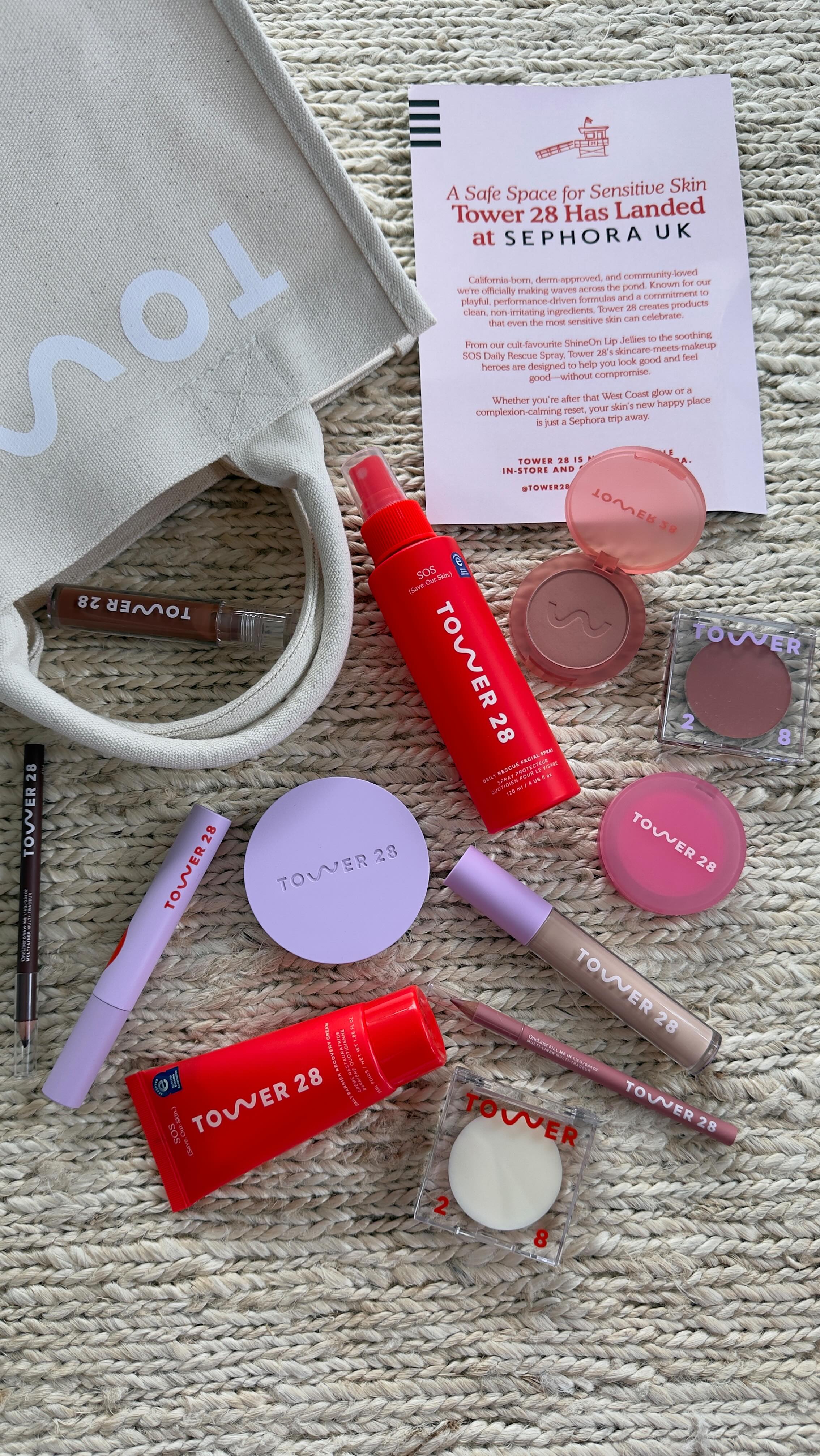 Instagram post by @caressmd for Tower 28 Beauty. Caption reads: they’re here!!! @tower28beauty has officially....