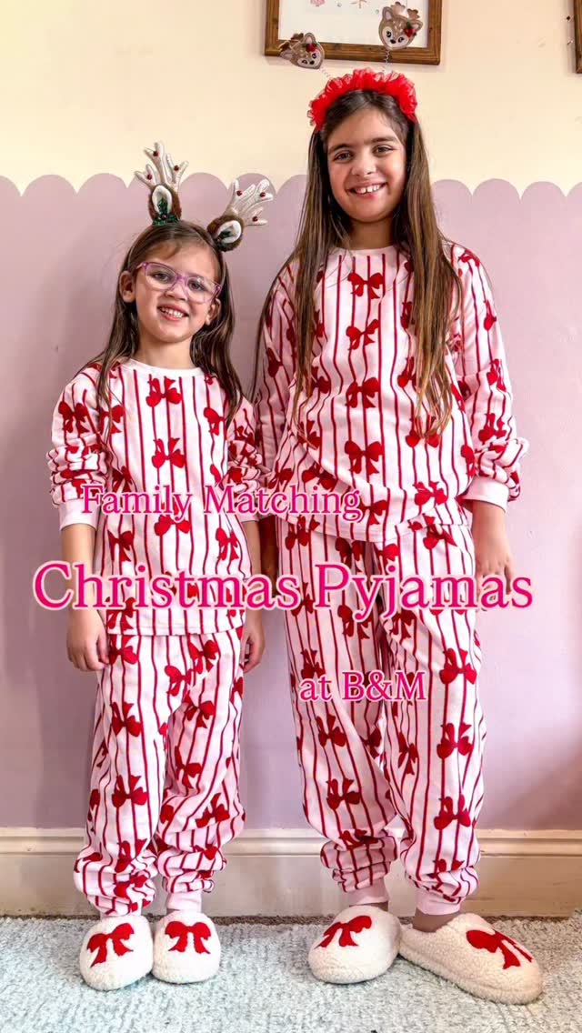 Instagram post by @the.southend.mummy for B&M Stores. Caption reads: 🎀 Family Matching Pyjamas at B&M 🎀 @bm_stores....