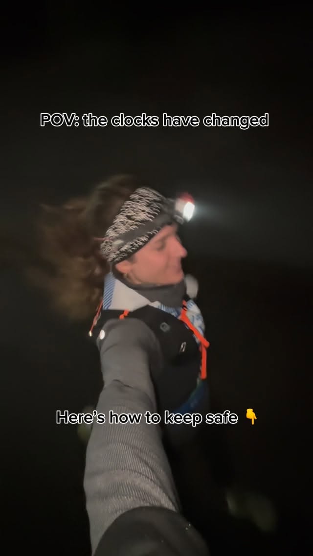 Instagram post by @foodfitnessflora for Altra Running. Caption reads: The clocks have changed, and for many that means....