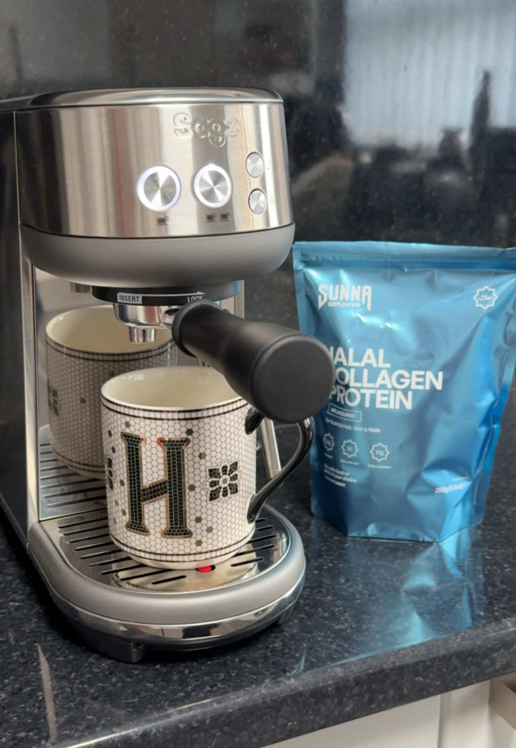 TikTok post by @hajrella for Sunna Supplements. Caption reads: [...] my morning coffee routine with @Sunna....