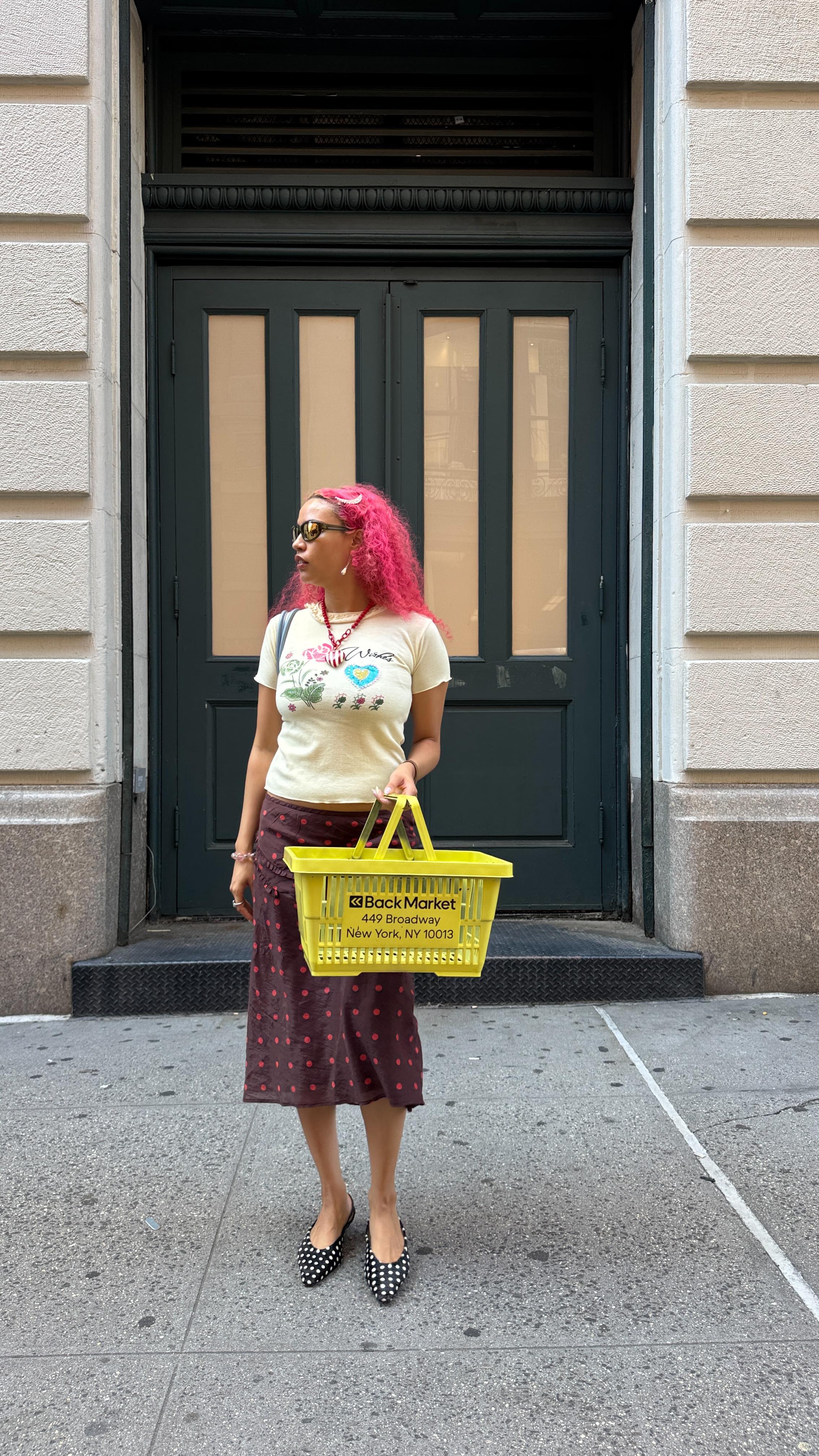 Instagram post by @thatcurlytop for Back Market. Caption reads: Out with the new, in with the old 💫💚Something....