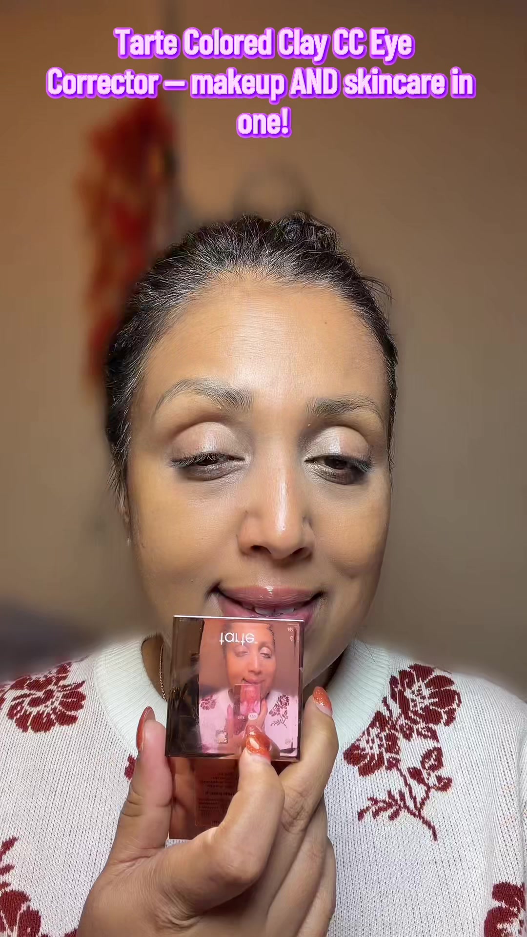 TikTok post by an influencer for tarte cosmetics. Caption reads: [...] #acnesafemakeup @tarte cosmetics Dark....