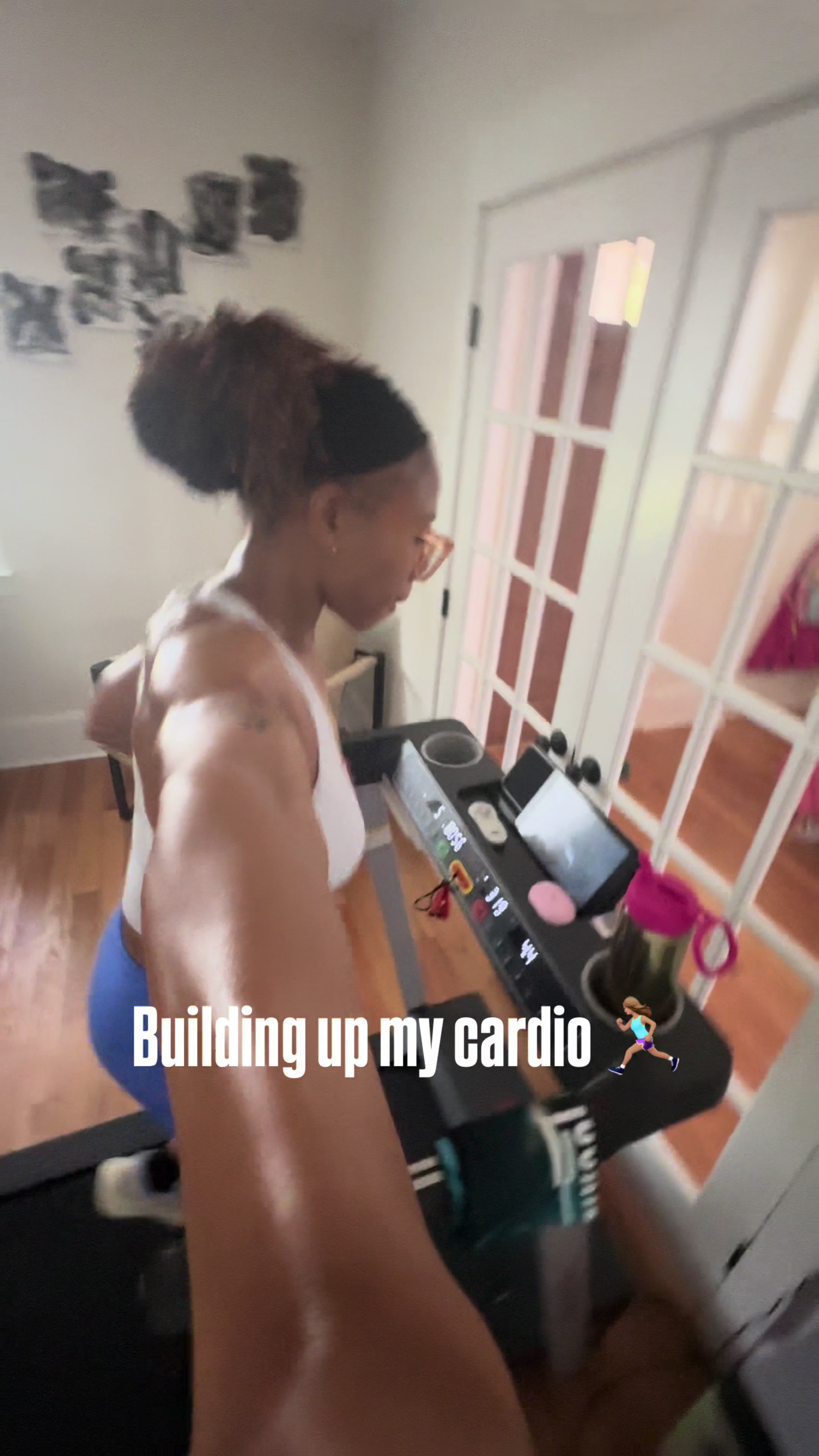 TikTok post by @shadrika_shambria for Sunny Health & Fitness. Caption reads: [...] steps in today? Treadmill from....