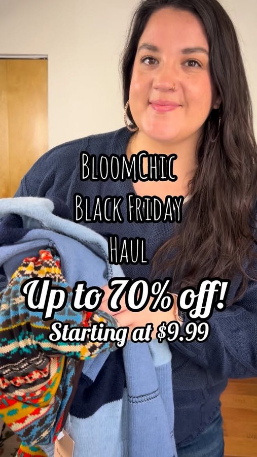 Instagram post by @laura.m.clifford for BloomChic. Caption reads: #AD| You don’t want to miss this sale! Tops....