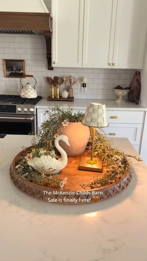 Instagram post by @home.with.stephanie for MacKenzie-Childs. Caption reads: The @mackenziechilds Barn Sale is officially here!....