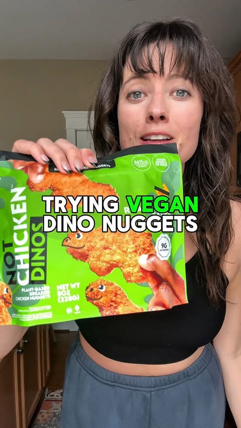Instagram post by @maggieeatsvegan for NotCo. Caption reads: Trying vegan dino nuggets from @notcous 🌱 #vegan....