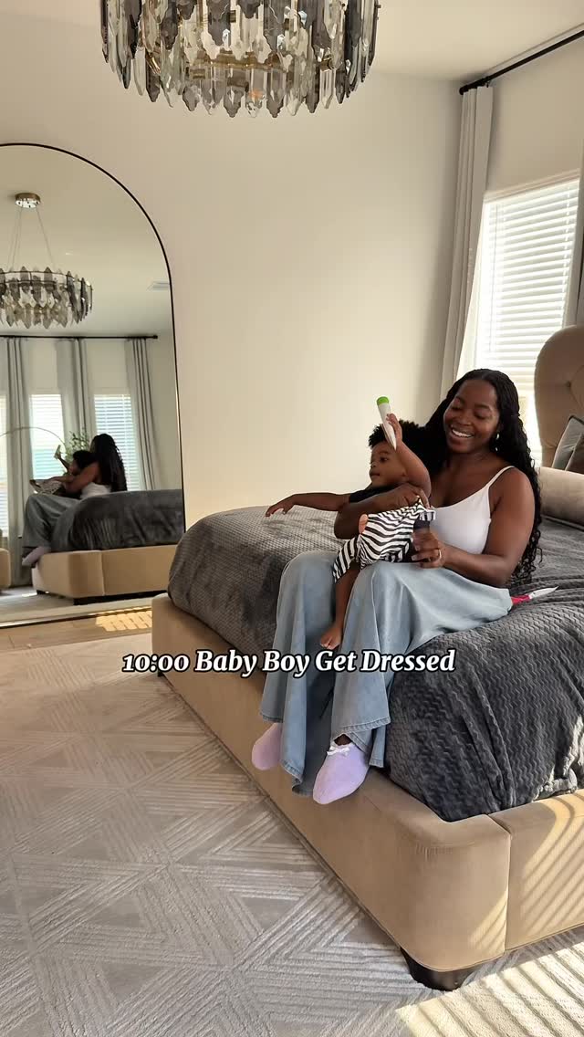 Instagram post by @iammarybennett for Enfamil. Caption reads: #ad My morning routine ☀️on the weekends with baby....