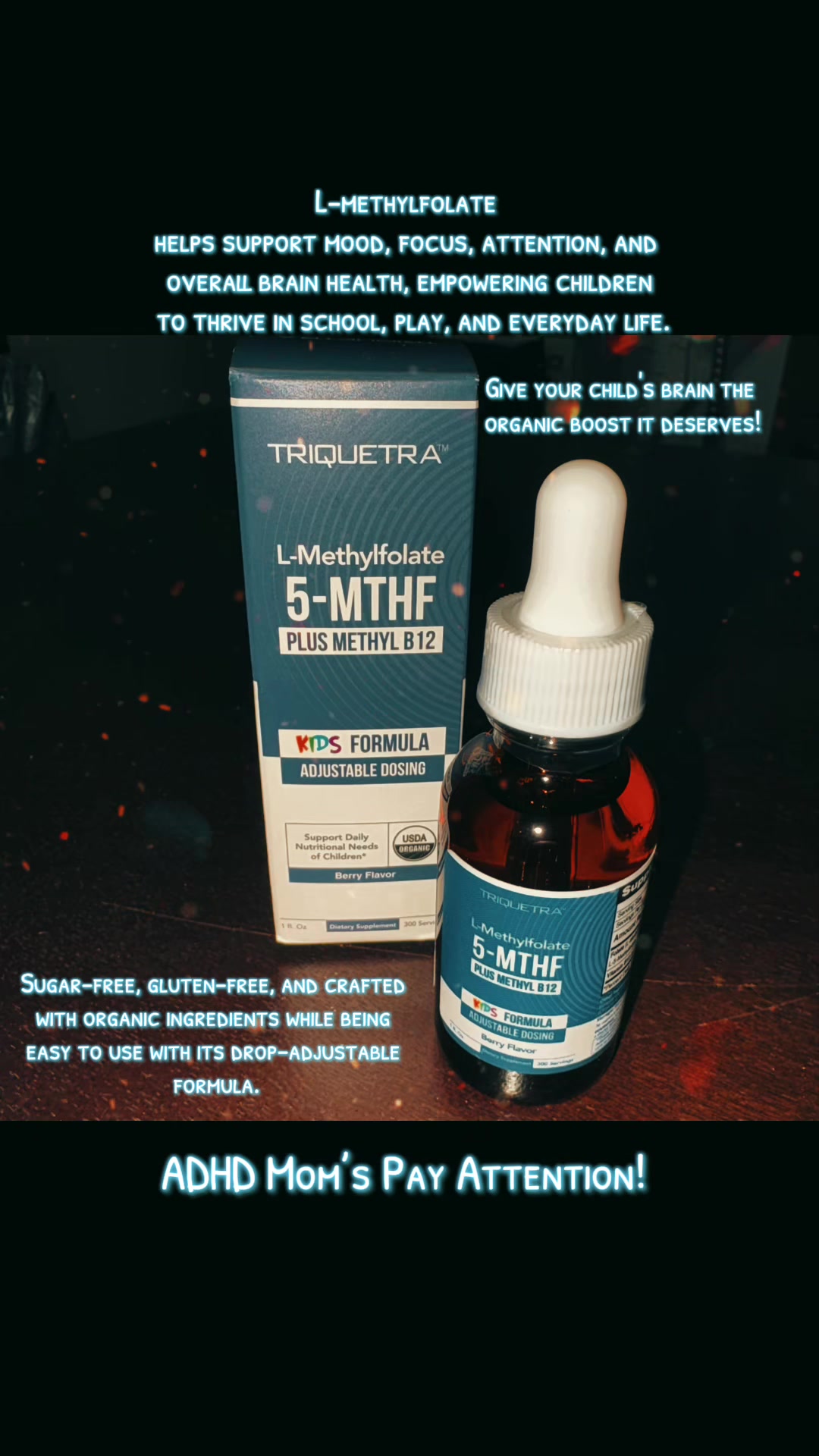 TikTok post by @carleyyyhauerrr for Triquetra Health. Caption reads: L-Methylfolate 5-MTHF Plus Methyl B12 For Mom’s Of....