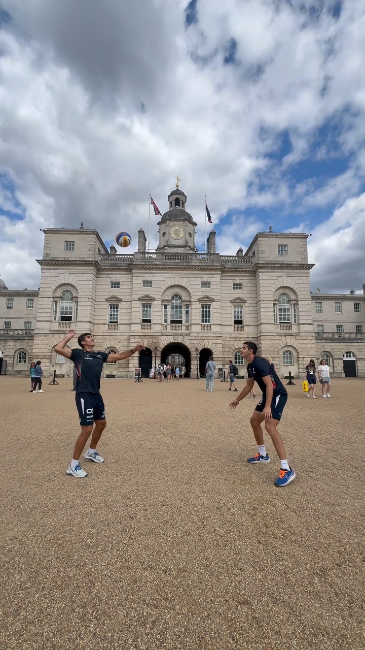 Instagram post by @javier_bello1 for VISIT LONDON. Caption reads: #VolleyballAroundTheWorld starting with our home....