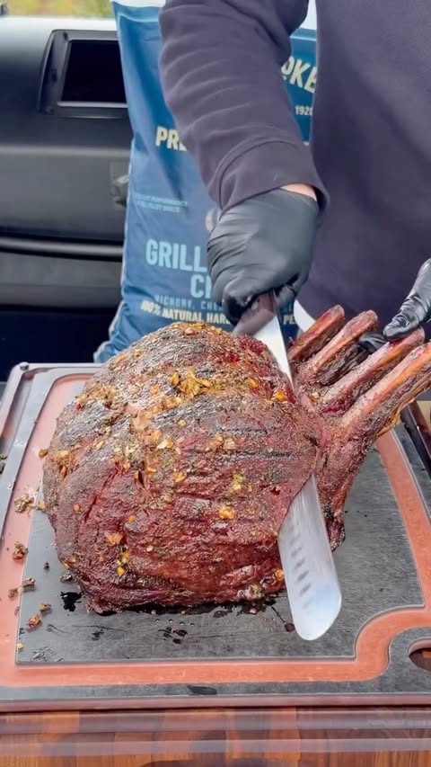 Instagram post by @grillnation for Kingsford. Caption reads: This Garlic Herb Prime Rib cooked on the....