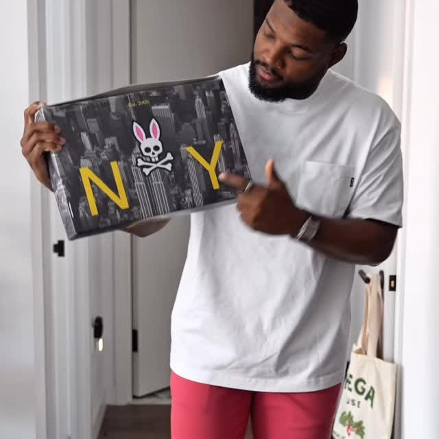 Instagram post by @qharris18 for Psycho Bunny. Caption reads: Celebrating 20 years bold with @psychobunny and....