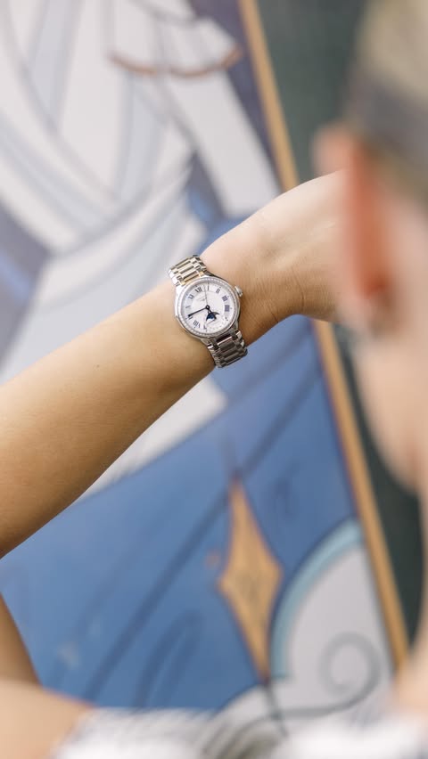 Instagram post by @m.g._style for Longines. Caption reads: Out on the town with the @longines PrimaLuna, the....