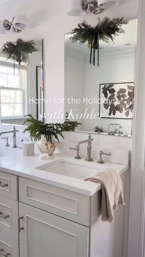 Instagram post by @girlonthehudson for KOHLER. Caption reads: [...] bathroom with gorgeous faucets from @kohler....
