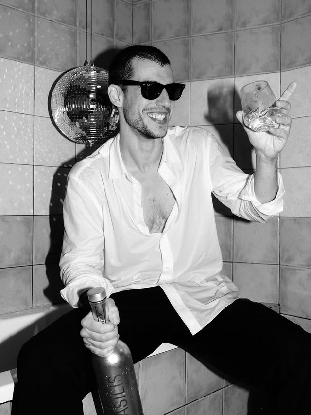 Instagram post by @vasilismihas for Belvedere Vodka. Caption reads: Caught in a good moment with @belvederevodka #ad....