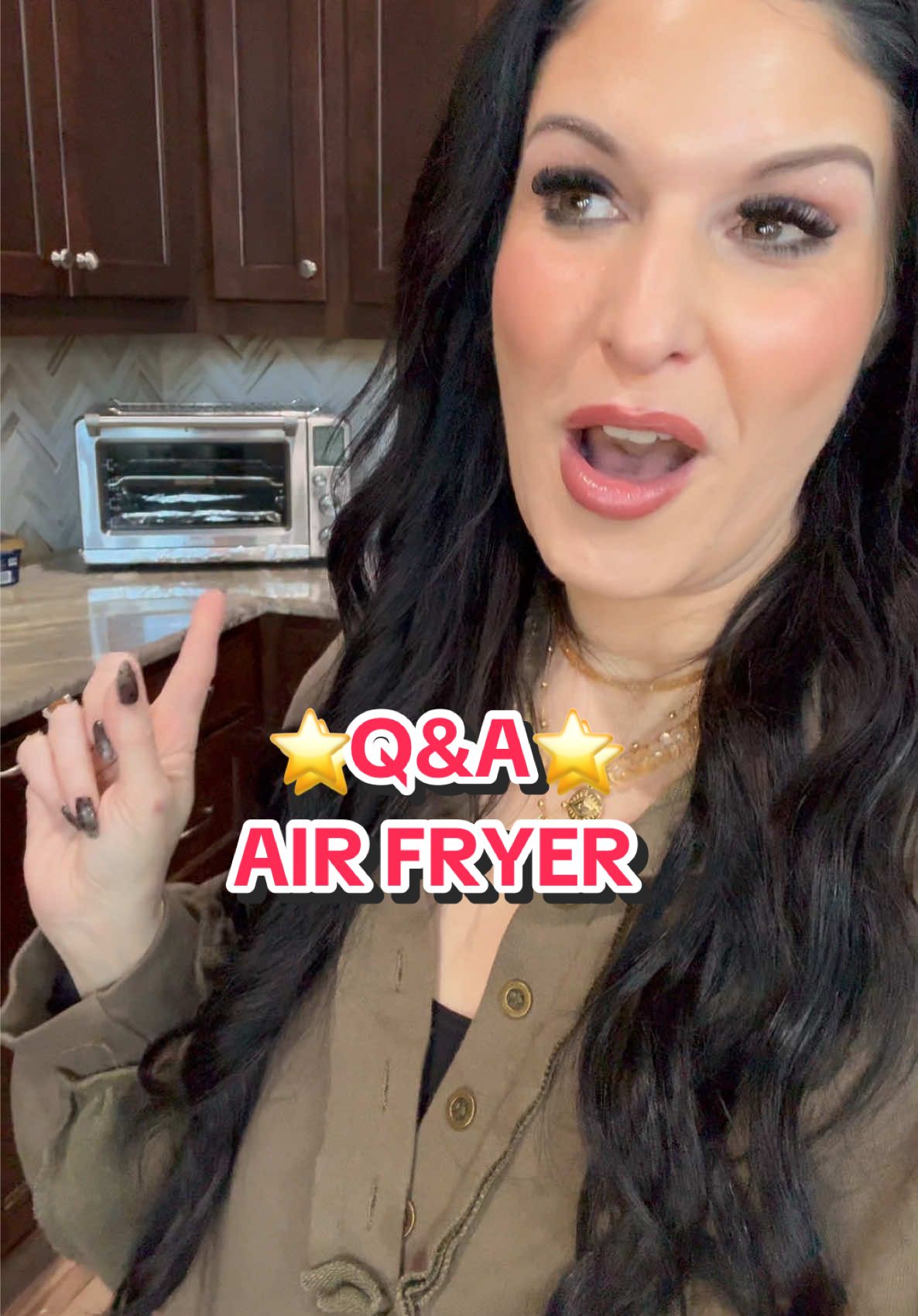 TikTok post by @cookiterica for Breville. Caption reads: ⭐️Q&A⭐️ on our @Breville air fryer....