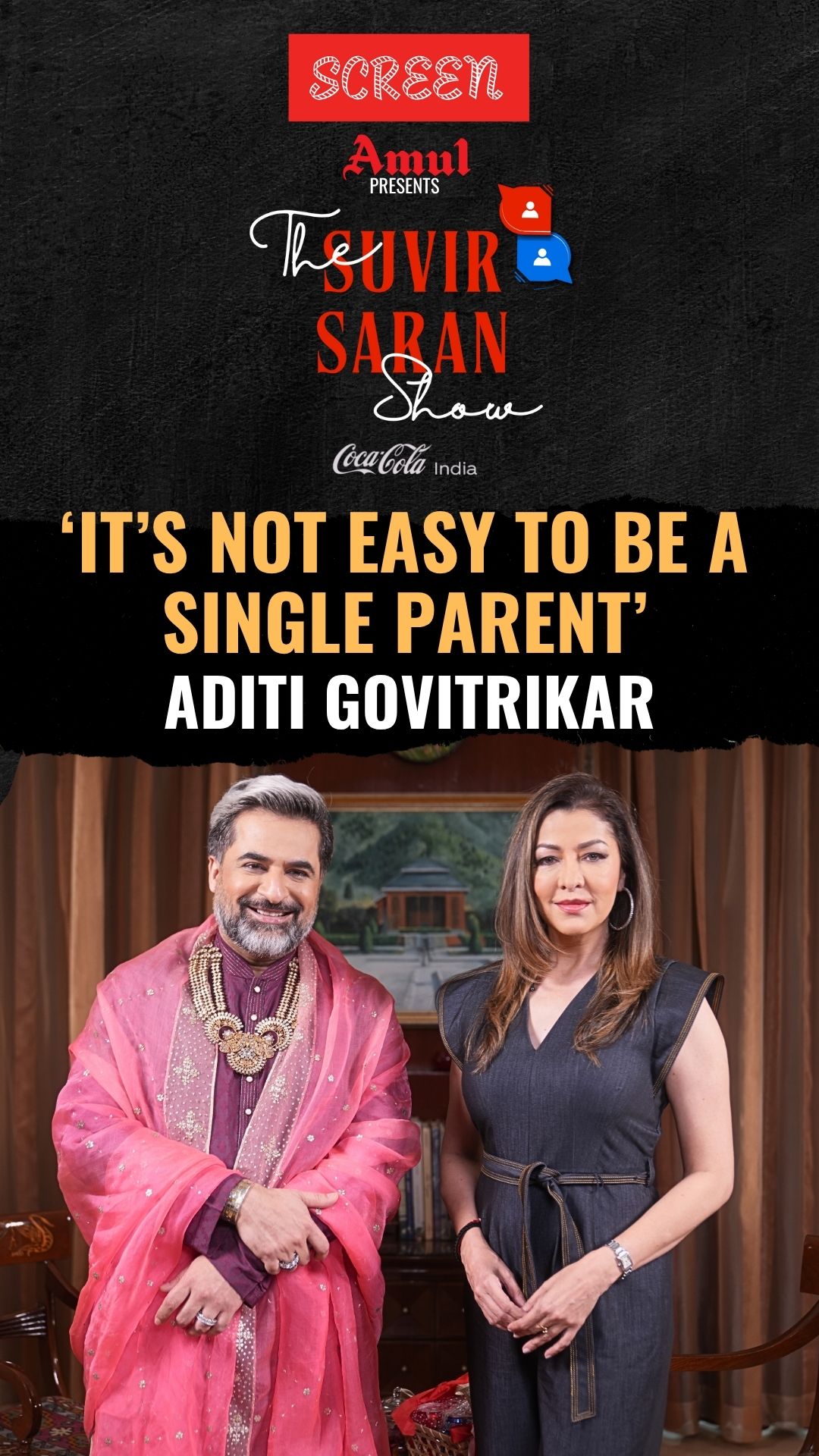 Instagram post by @aditigovitrikar for Coca-Cola India. Caption reads: #TheSuvirSaranShow | TEASER | Aditi Govitrikar:....