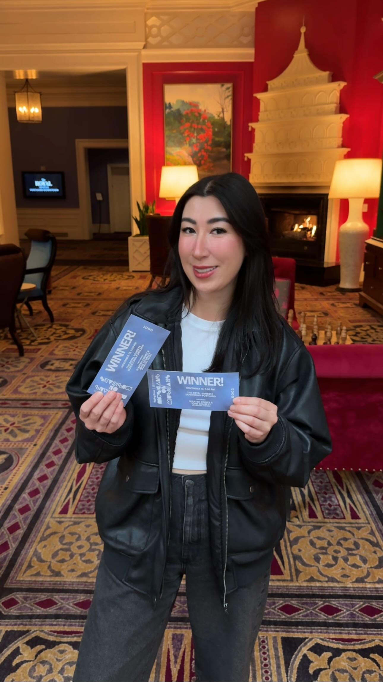 Instagram post by @michelevenlee for Rolling Stone. Caption reads: [a d] Sleater-Kinney and John Gourley, of Portugal....
