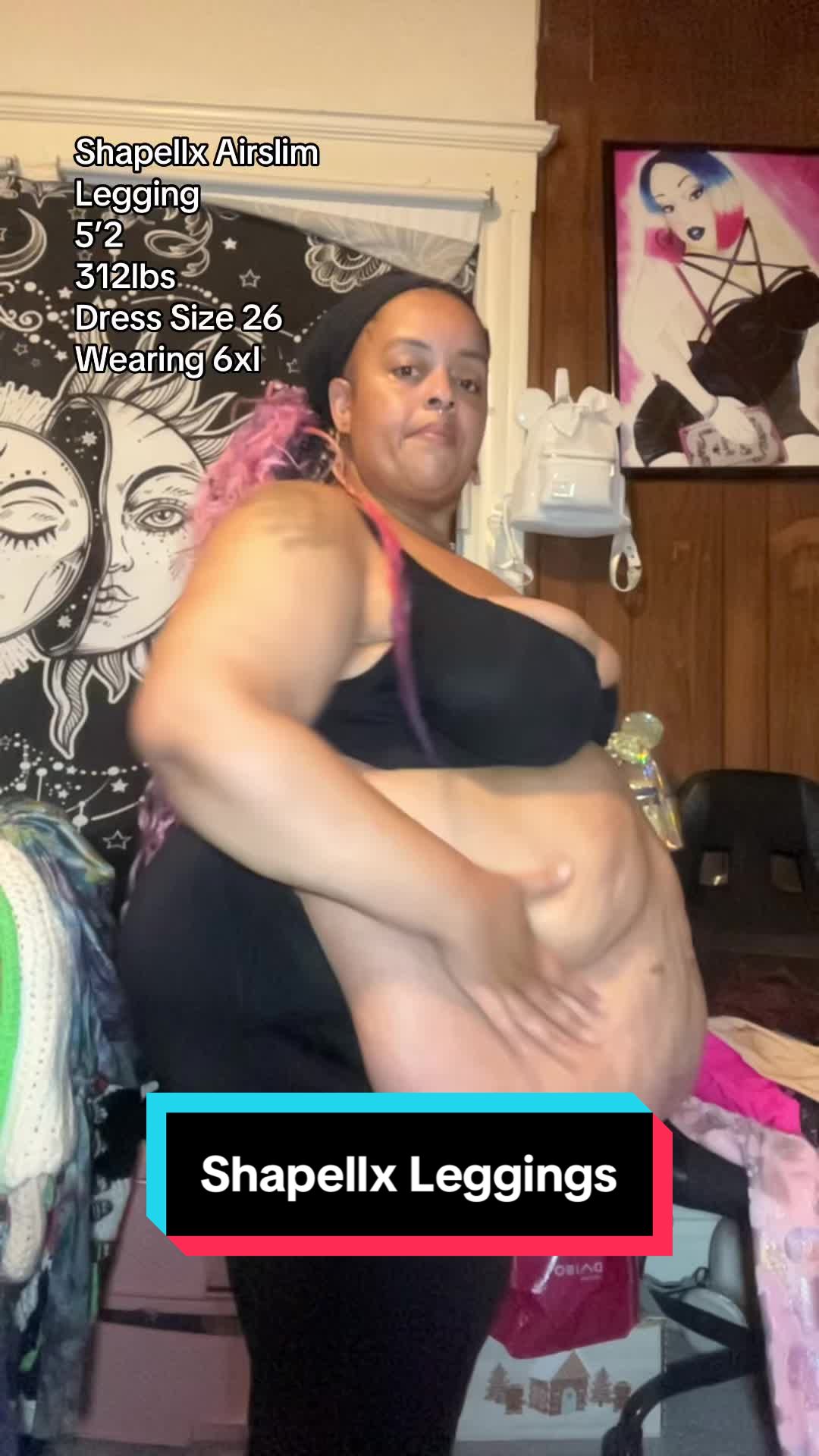 TikTok post by @shespositivelyphat for Shapellx. Caption reads: [...] really do just snatch me in @SHAPELLX....