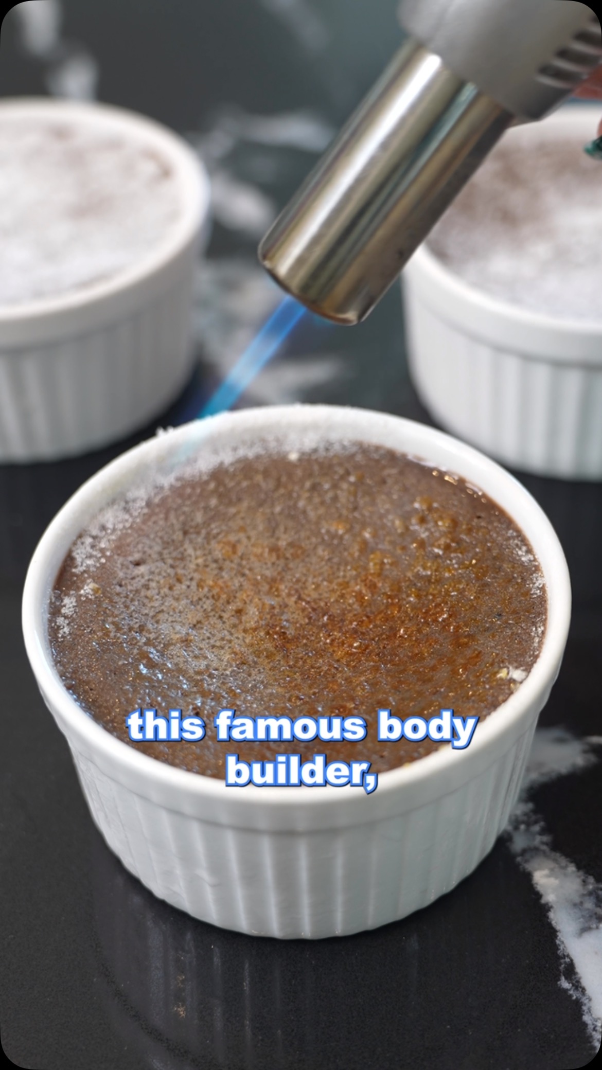 Instagram post by @kellyscleankitchen for The Isopure Company. Caption reads: How to make a high protein creme brûlée!

Did you....