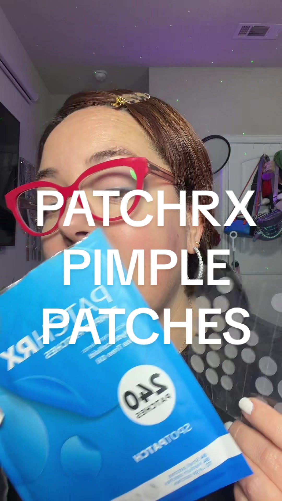 TikTok post by @hey_elliepeeps for PatchRx. Caption reads: These pimple patches from @PatchRX are a LIFE....