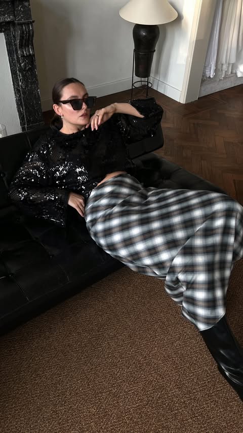 Instagram post by @paulienriemis for EDITED. Caption reads: @editedofficial reclame 1 sequin top, 3 outfits…....