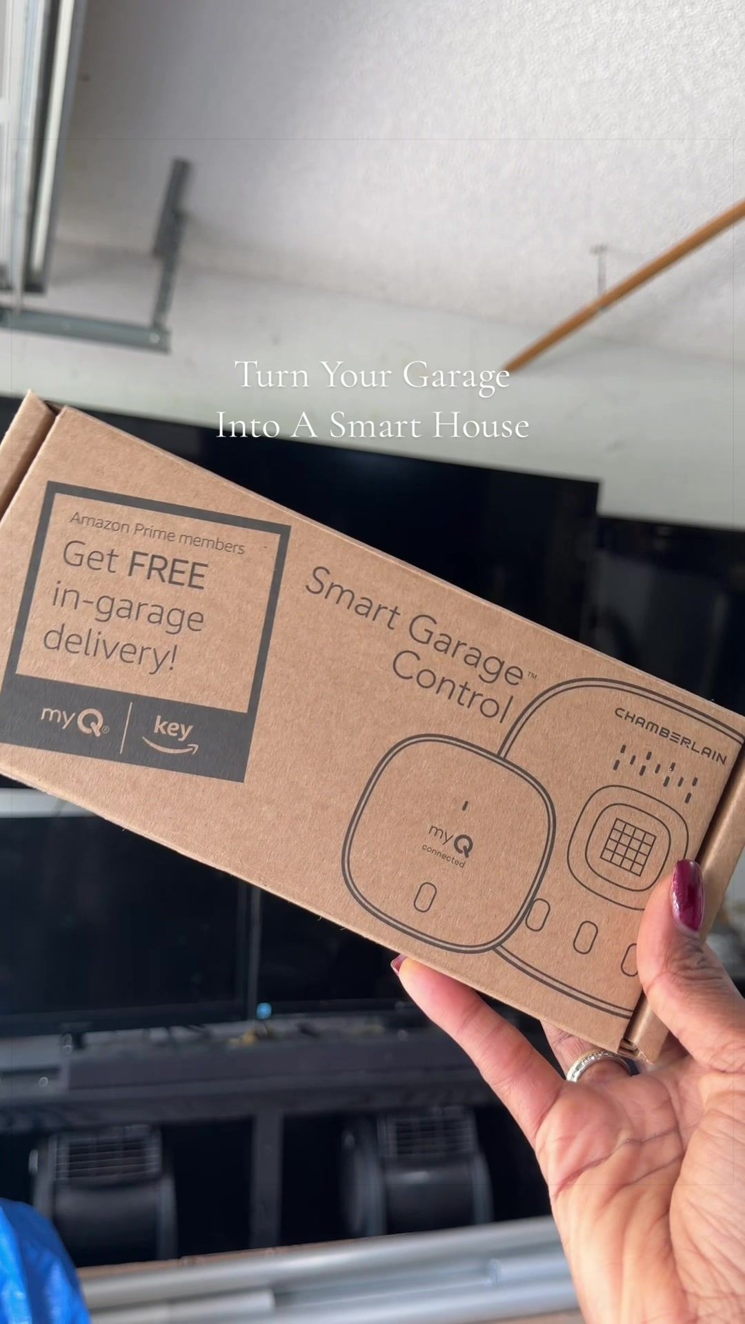 TikTok post by @itsyourgirl_ke for myQ. Caption reads: [...] a smart garage in the most simplest way.....