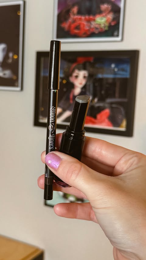 Instagram post by @battybean_ for KALEIDOS. Caption reads: [...] @blackmooncosmetics casket pencil*....