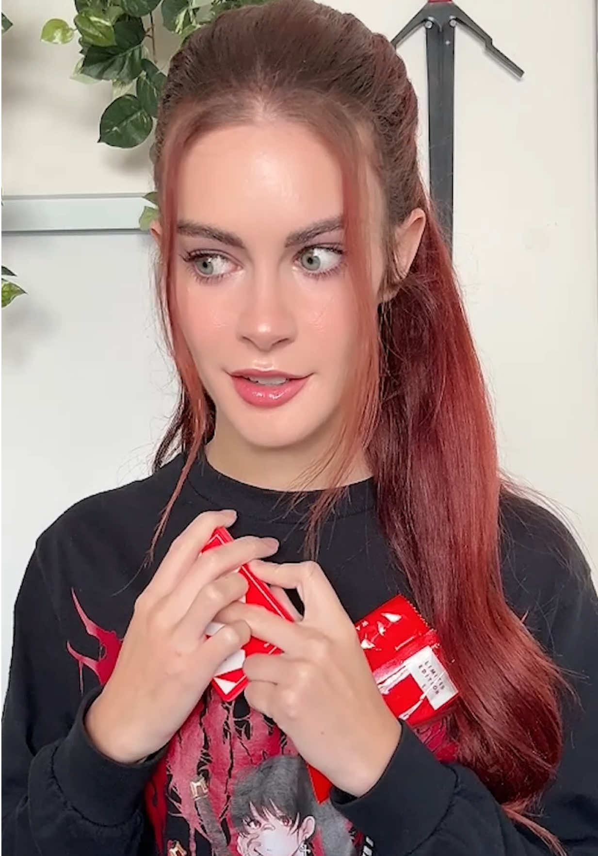 TikTok post by @juliettesureau for The Otaku Box. Caption reads: It’s me, I’m the simp 😅 #anime #weeb #otaku....