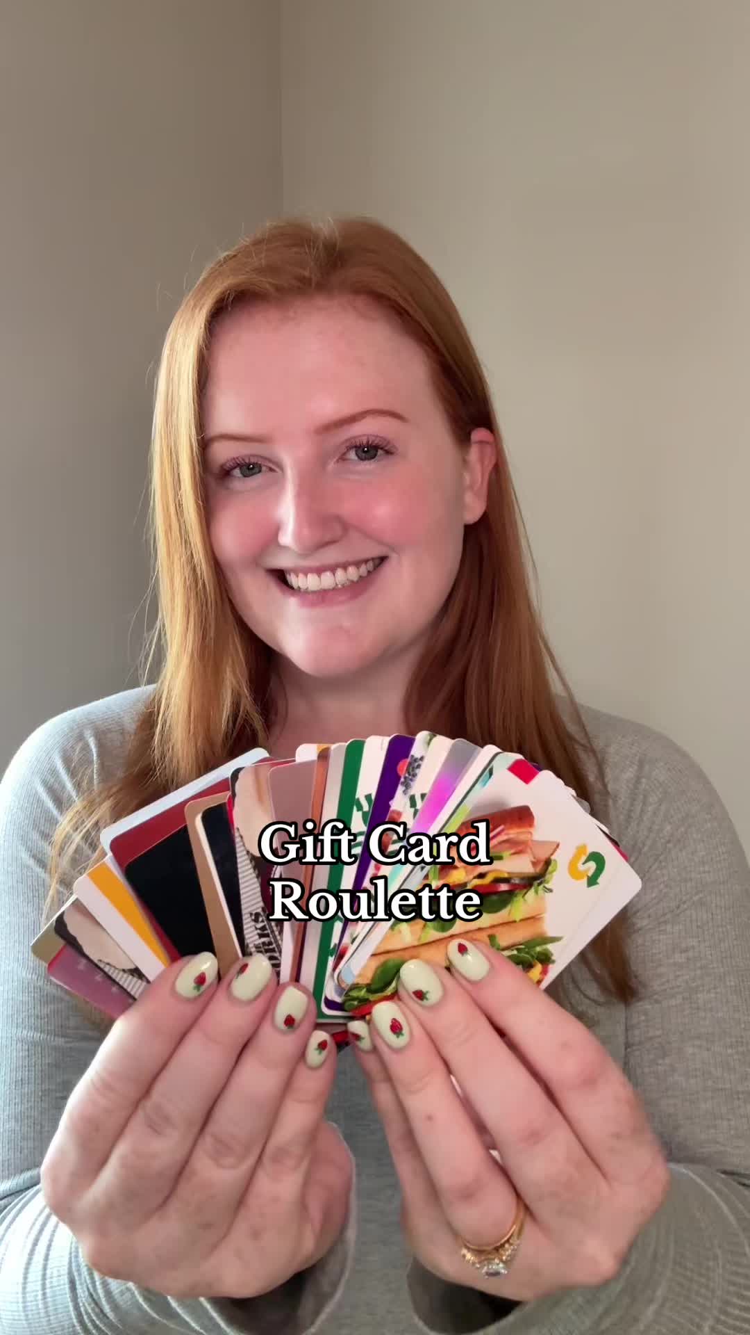 TikTok post by @carewithkate for Subway. Caption reads: Gift Card Roulette for the Good! I’m so happy I....