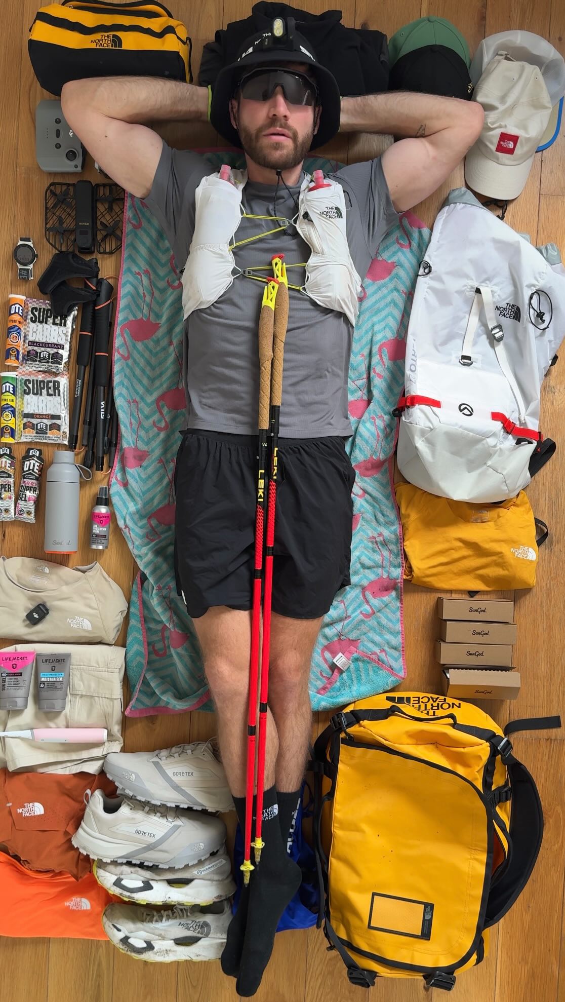 Instagram post by @joshbeaumontt for SunGod. Caption reads: “This is not a running holiday, Josh.”....