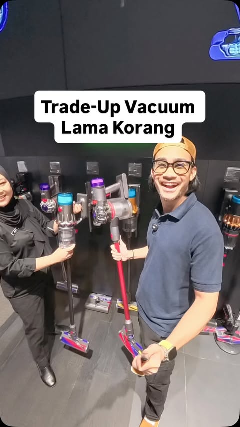 Instagram post by @yes_iman for Dyson. Caption reads: Jom trade up vacuum lama korang dengan Dyson V12s....