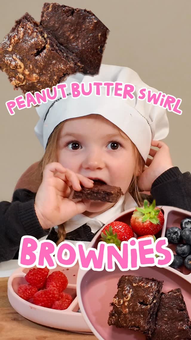 Instagram post by @baby_led_weaning_cookbook for Bibado. Caption reads: ✨ Peanut Butter Swirl Brownies ✨
From....