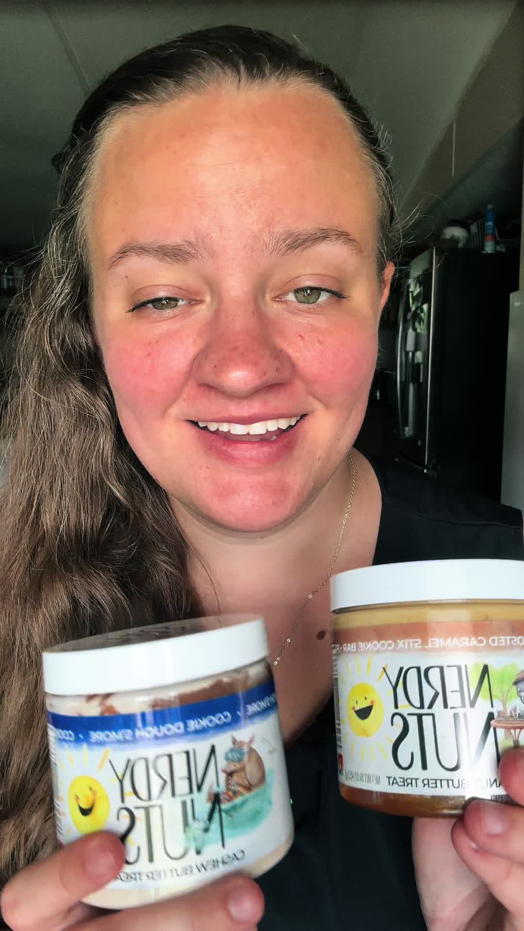 TikTok post by @eatwithrae for Nerdy Nuts. Caption reads: [...] “nerdyrae” at your next @Nerdy Nuts Shop....