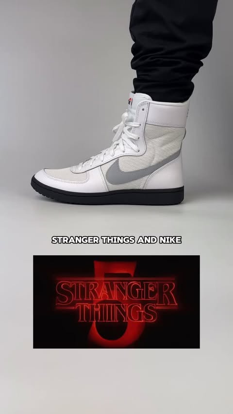 Instagram post by @stevenatto for Nike. Caption reads: Stranger Things x Nike Made Eleven’s Shoes in Real....