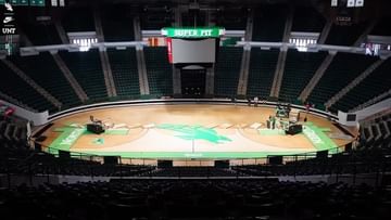 Instagram post by @meangreenmbb for Dos Equis. Caption reads: Go 𝗕𝗲𝘆𝗼𝗻𝗱 𝘁𝗵𝗲 𝗚𝗿𝗲𝗲𝗻 as UNT celebrate....