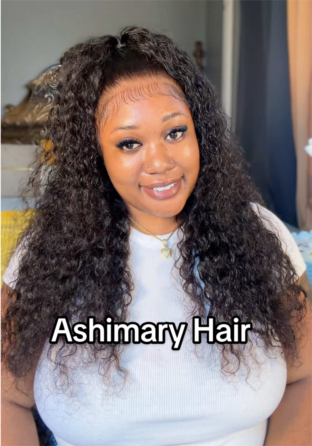 TikTok post by @youngindian9 for Ashimary Hair. Caption reads: A glueless 360 water wave wig is definitely a must....