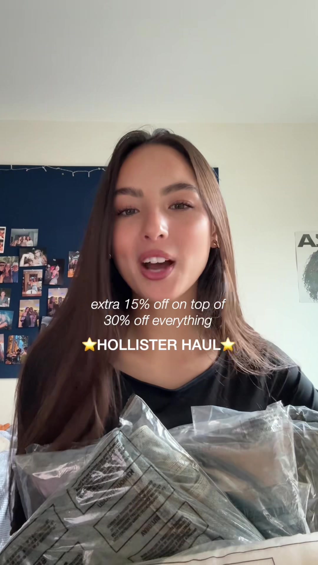 TikTok post by @amyycheah for hollister. Caption reads: @hollister have 30% OFF EVERYTHING from 26th -....
