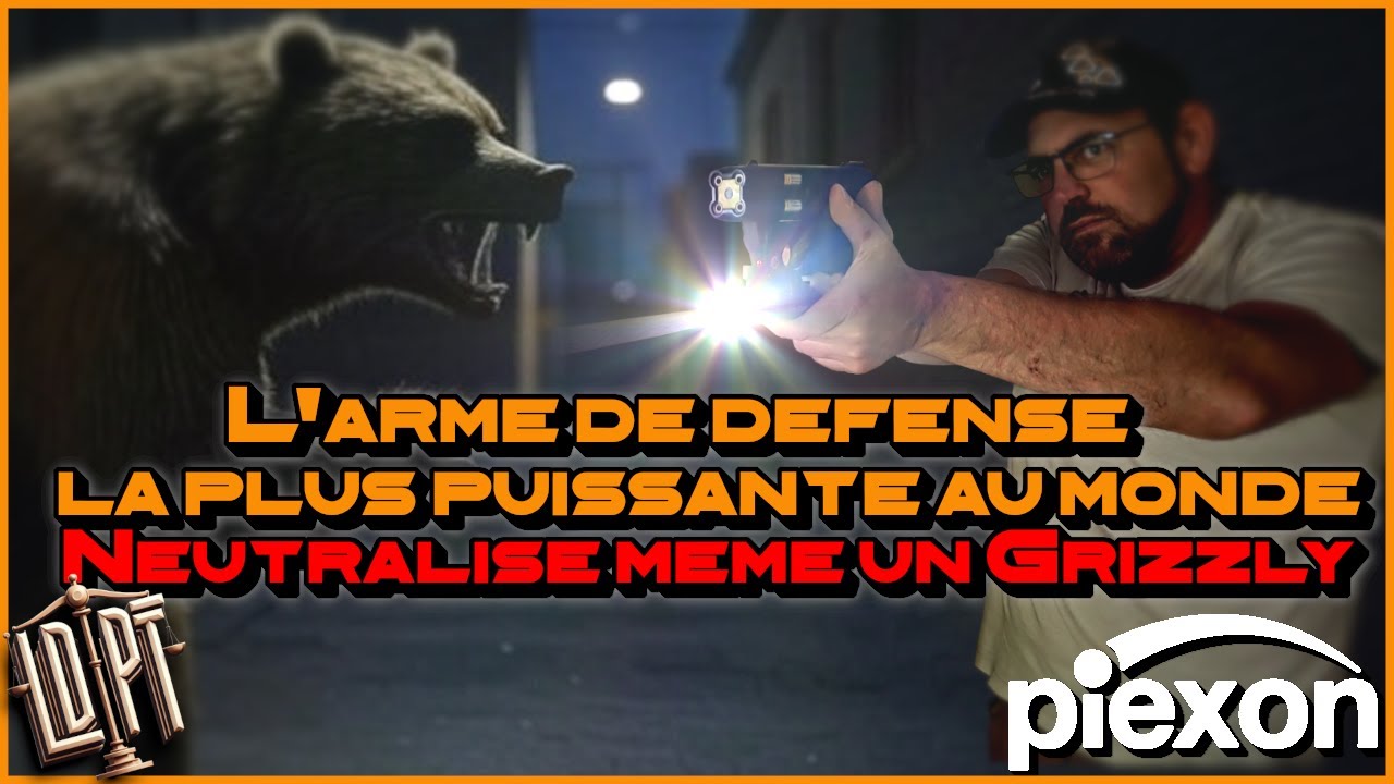 YouTube post by @mickarmement for OLIGHT. Caption reads: L'arme de défense la plus puissante du monde en....